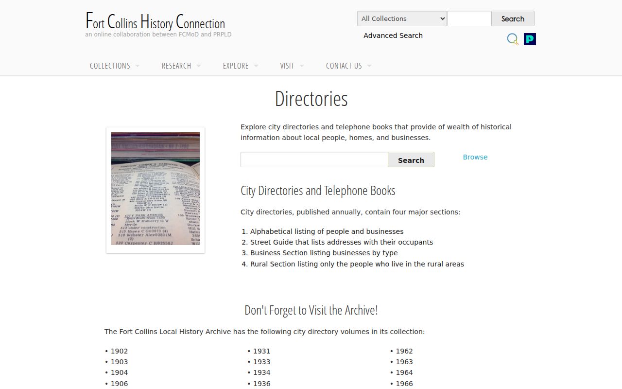 Loveland historical directory History Connection Fort Collins and Loveland collection