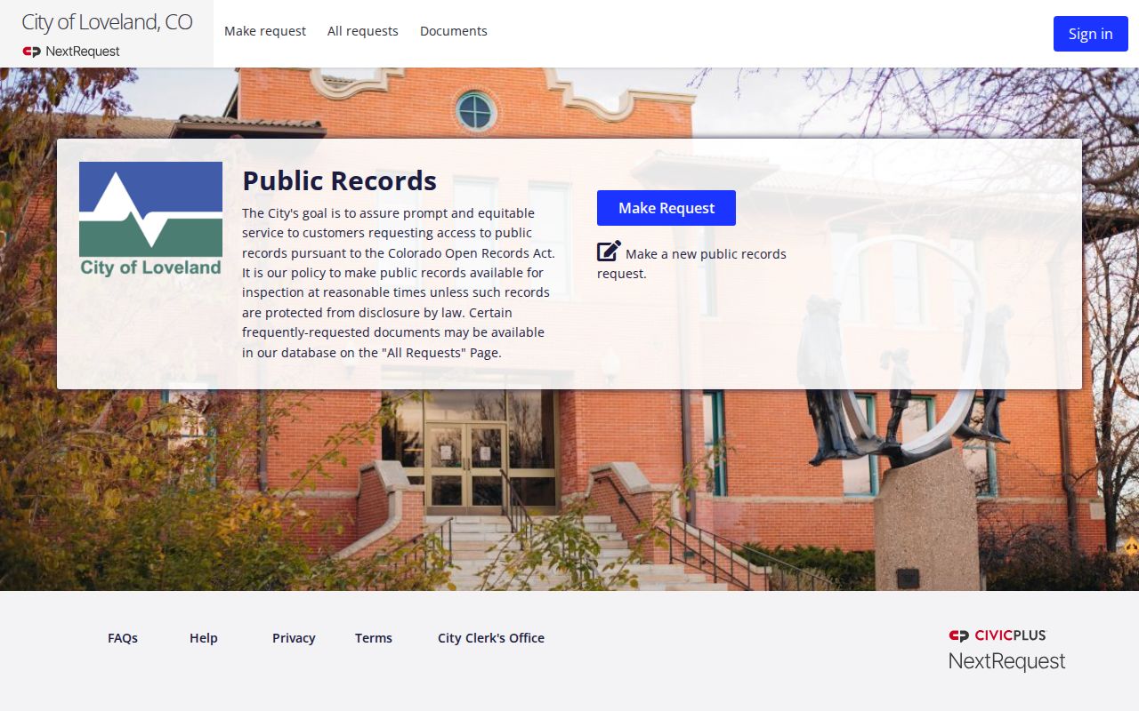 Loveland residents directory city CORA request portal
